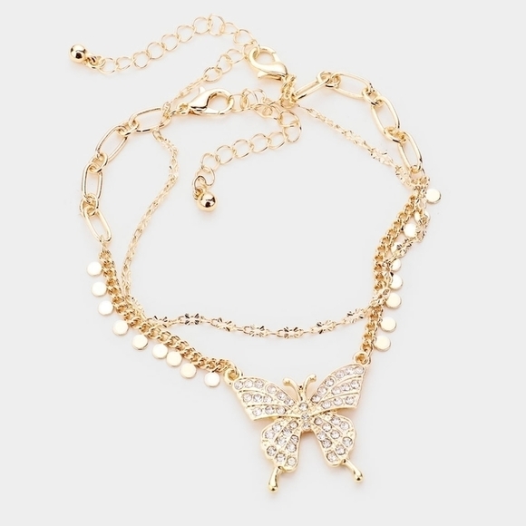 NEW Two Pieces Rhinestone Butterfly Bracelets - Picture 1 of 3